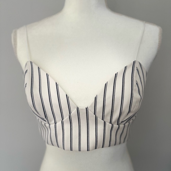 ADAM LIPPES Striped Denim Bralette Top - Picture 3 of 5
